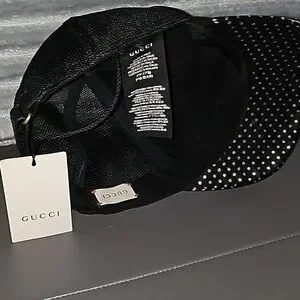 NWT GUCCI AUTHENTIC LEATHER Superstar baseball hat L 58CM women\'s unisex AWESOME Authentic Unisex Gucci GG Supreme Embossed Leather Baseball  main image 4